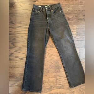 Levi's Washed Black Ribcage Cropped Boot Jeans